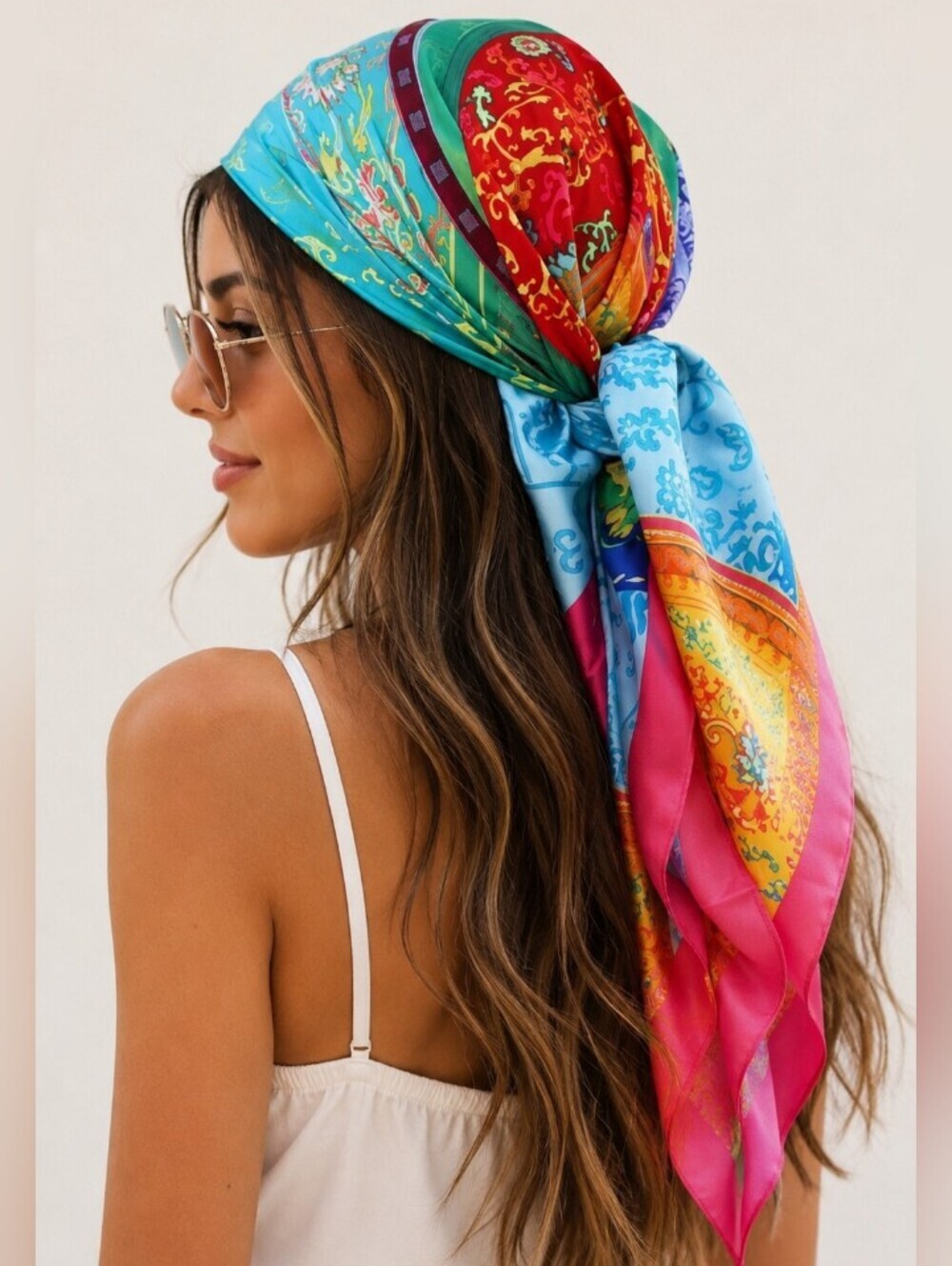 Colorful Silky Satin Scarf / Headscarf